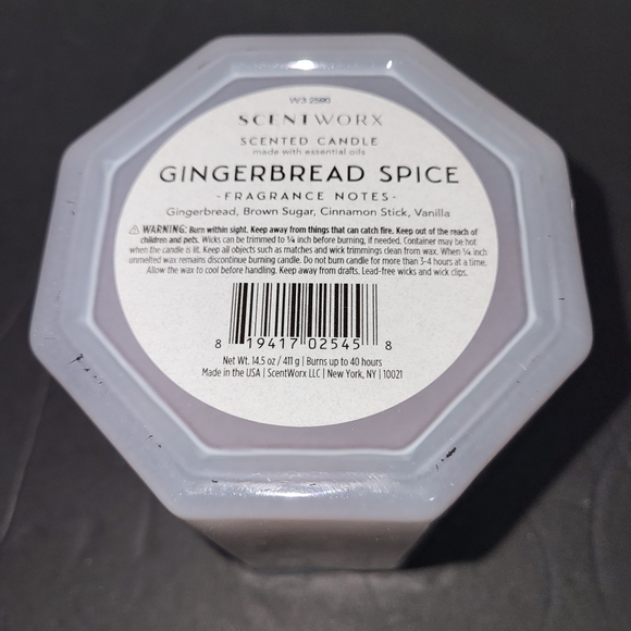 Rare GINGERBREAD SPICE Candle 14.5 oz SCENTWORX Slatkin 3-Wick OCTAGON JAR HTF - Picture 5 of 5